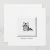 アメリカンショートヘアスケッチフラットノートカード ノートカード (正面/裏面)