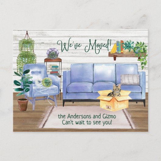 アメリカンショートヘアブラウン虎猫ニューホームムービング 案内ポストカード (正面)