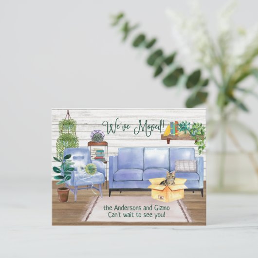 アメリカンショートヘアブラウン虎猫ニューホームムービング 案内ポストカード (スタンド正面)