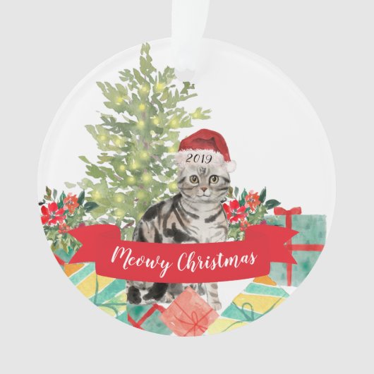アメリカンショートヘア虎猫クリスマス オーナメント (正面)