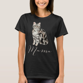 アメリカンショートヘア グレー タビー 猫のママ ネコの母 プレゼント Tシャツ