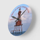 アメリカンショールライトハウスフロリダラウンドウォールクロック ラウンド壁時計 (傾斜)