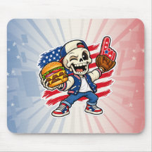 アメリカンスケルトンバーガー&野球マウスパッド おもしろグッズ