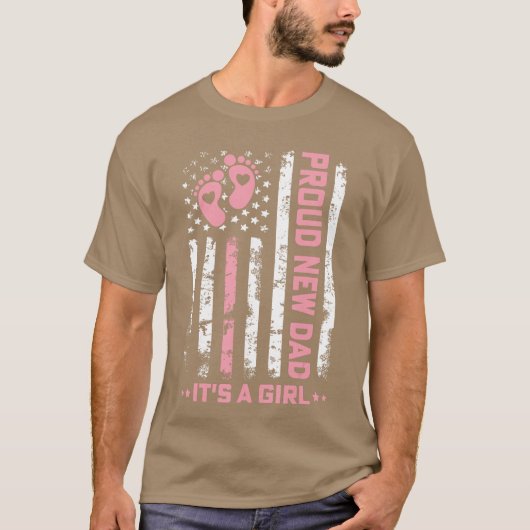 アメリカンスタイルの新米パパの娘の初めての父の日 Tシャツ (正面)