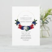 アメリカンスタイルの赤白青のお別れと生の祝い 招待状 (スタンド正面)