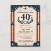 アメリカンスタイルの40周年高校同窓会 ポストカード (正面)