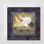 アメリカンスタイル ヴィンテージ卒業写真カード 星 招待状 (裏面)