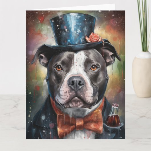 アメリカンスタッフォードシャーの新年のカード カード (正面)