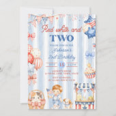 アメリカンストライプの男の子用 2歳の誕生日招待状 招待状 (正面)