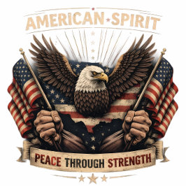 アメリカンスピリットイーグル愛国USAフラグピーススルー Tシャツ