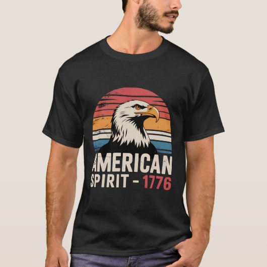 アメリカンスピリット 1776 愛国 7月4日 Tシャツ (正面)