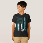 アメリカンスポーツ国旗ストレス認識度月面ゴルフC Tシャツ (正面フル)