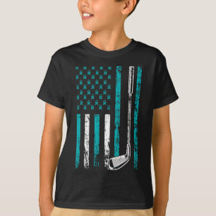 アメリカンスポーツ国旗ストレス認識度月面ゴルフC Tシャツ