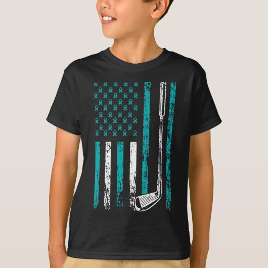 アメリカンスポーツ国旗ストレス認識度月面ゴルフC Tシャツ (正面)