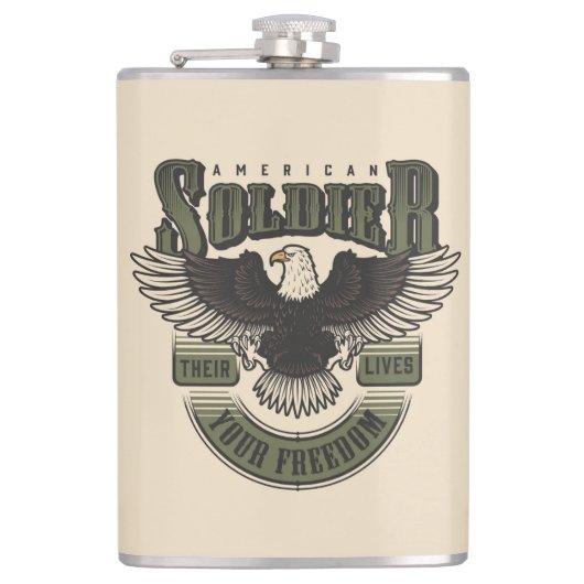 アメリカンソルジャー引用文 フラスク (正面)