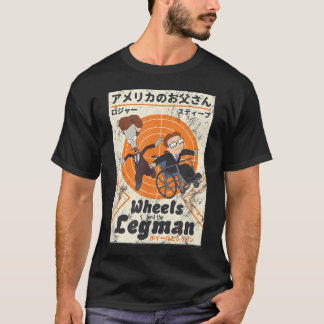 アメリカンダッドの車輪とレッグマン漢字 Tシャツ