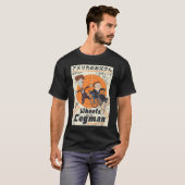 アメリカンダッドの車輪とレッグマン漢字 Tシャツ (正面フル)