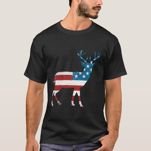 アメリカンディアハンターズ愛国的狩りティーアメリカFl Tシャツ (正面)