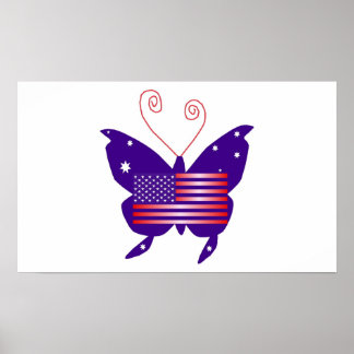 アメリカンディババタフライインホワイトI ポスター