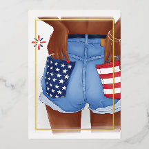 アメリカンデニムガール誕生日パーティーホイル招待状