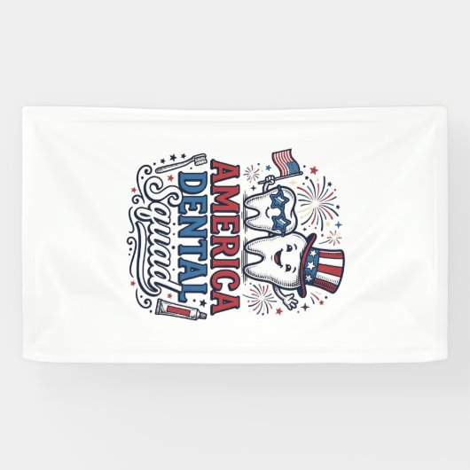 アメリカンデンタルチーム愛国歯ベクター デザイン 横断幕 (横)