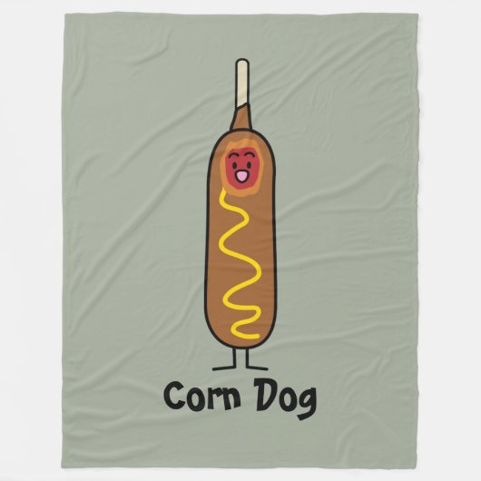 アメリカンドッグのcorndogのマスタードの揚げてあるダックスフント フリースブランケット (正面)