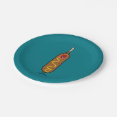 アメリカンドッグのcorndogのマスタードの揚げてあるダックスフント ペーパープレート (アングル)