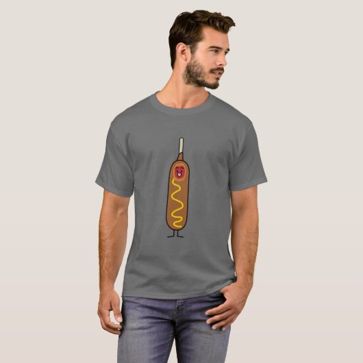 アメリカンドッグのcorndogのマスタードの揚げてあるダックスフント tシャツ (正面フル)