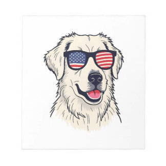 アメリカンドッグラバー クールなアメリカ国旗サングラスの子犬 ノートパッド