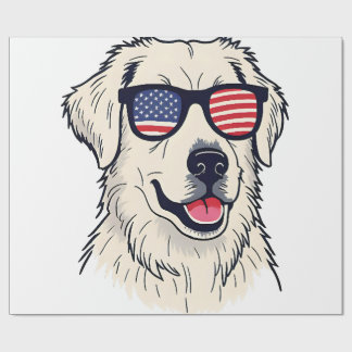 アメリカンドッグラバー クールなアメリカ国旗サングラスの子犬 ラッピングペーパー