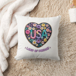 アメリカンドリームの花の刺繍アート クッション
