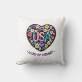 アメリカンドリームの花の刺繍アート クッション