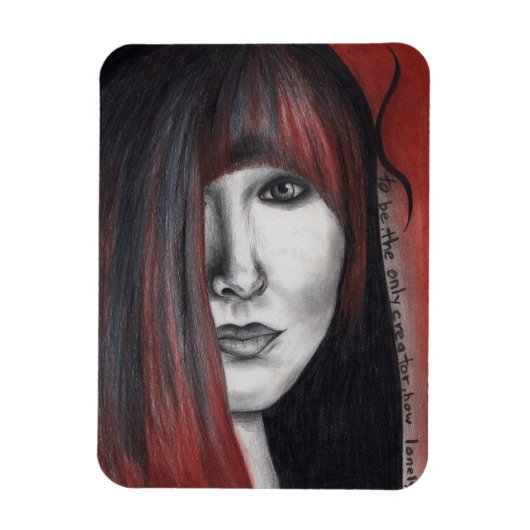 アメリカンドールウーマンポートレートオリジナルアートスケッチ マグネット (縦)