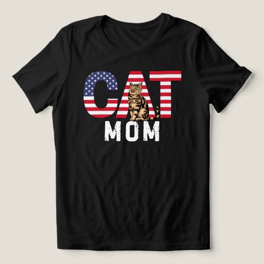 アメリカンネコママ トライブレンドTシャツ (デザイン正面)