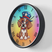 アメリカンハットをかぶったかわいい子犬-71009 壁時計 (傾斜)