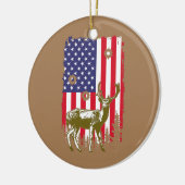 アメリカンハンター狩り米国国旗の愛国鹿 セラミックオーナメント (左)