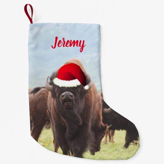 アメリカンバイソンインサンタハットス   モールクリスマスストック スモールクリスマスストッキング (正面)