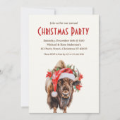 アメリカンバイソンバッファローサンタハットクリスマスパーティー 招待状 (正面)