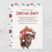 アメリカンバイソンバッファローサンタハットクリスマスパーティー 招待状 (正面/裏面)