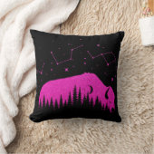 アメリカンバイソン明るい赤紫色ピンクスターズ銀河系ムーン クッション (ブランケット)