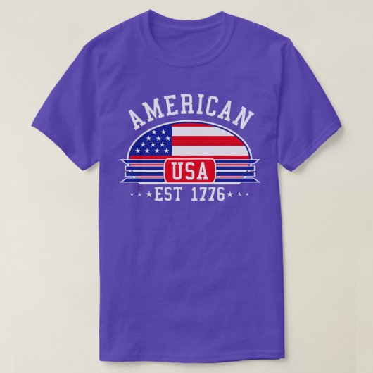 アメリカンバッジブルー Tシャツ (デザイン正面)