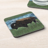 アメリカンバッファローまたはバイソンイラストレーション コースター (左側)