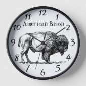 アメリカンバッファローバイソン木材フレーム 壁時計 (正面)