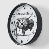アメリカンバッファローバイソン木材フレーム 壁時計 (傾斜)