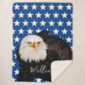 アメリカンバルトイーグル愛国的なブルー退役軍人の名前 シェルパブランケット (正面)