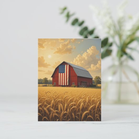 アメリカンバ素朴ンインウィートフィールドアットサンセット ポストカード (スタンド正面)