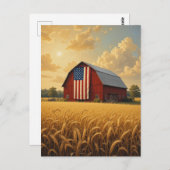 アメリカンバ素朴ンインウィートフィールドアットサンセット ポストカード (正面/裏面)