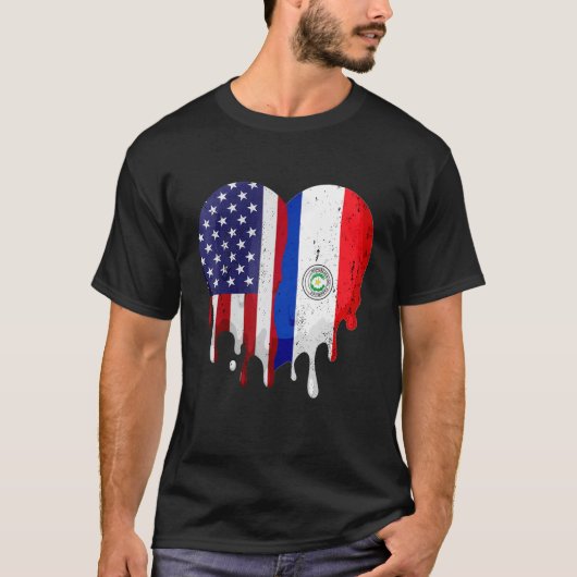 アメリカンパラグアイヒスパニック伝統月国旗H Tシャツ (正面)
