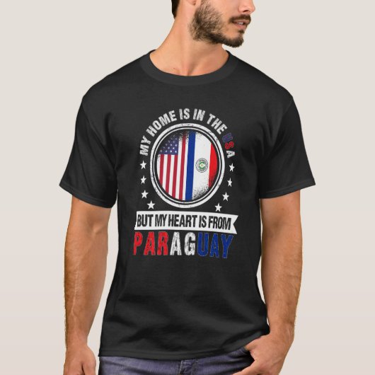 アメリカンパラグアイ国旗ハートパラグアイP Tシャツ (正面)