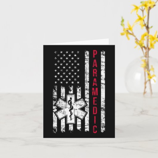 アメリカンパラメディック アメリカ国旗 独立記念日 EMT 救急医療サービス カード (黄色い花)